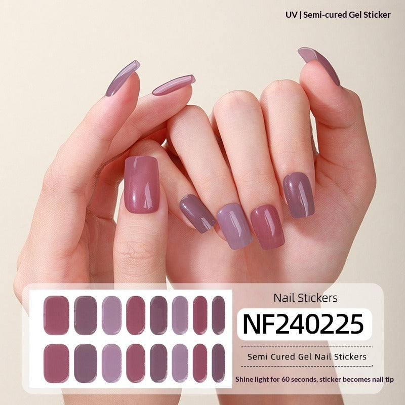 Semi-Cured Gel Nail Strips Pure Color Mismatch Pastel Glossy Set (MOQ=3)