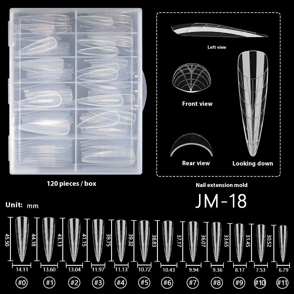 Nail Tips 120 transparent crystal nail molds, boxed with graduated crystal extension nail molds,  rapid phototherapy extension nail molds