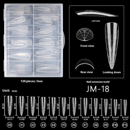 Nail Tips 120 transparent crystal nail molds, boxed with graduated crystal extension nail molds,  rapid phototherapy extension nail molds