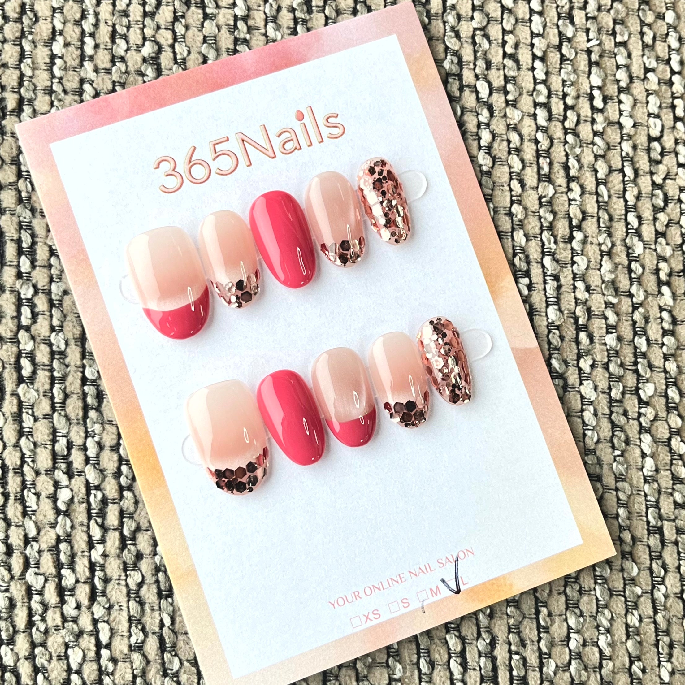 365nails: "진홍빛 크러시" – 레오파드 프린트 & 프렌치 팁 수제 아몬드형 네일