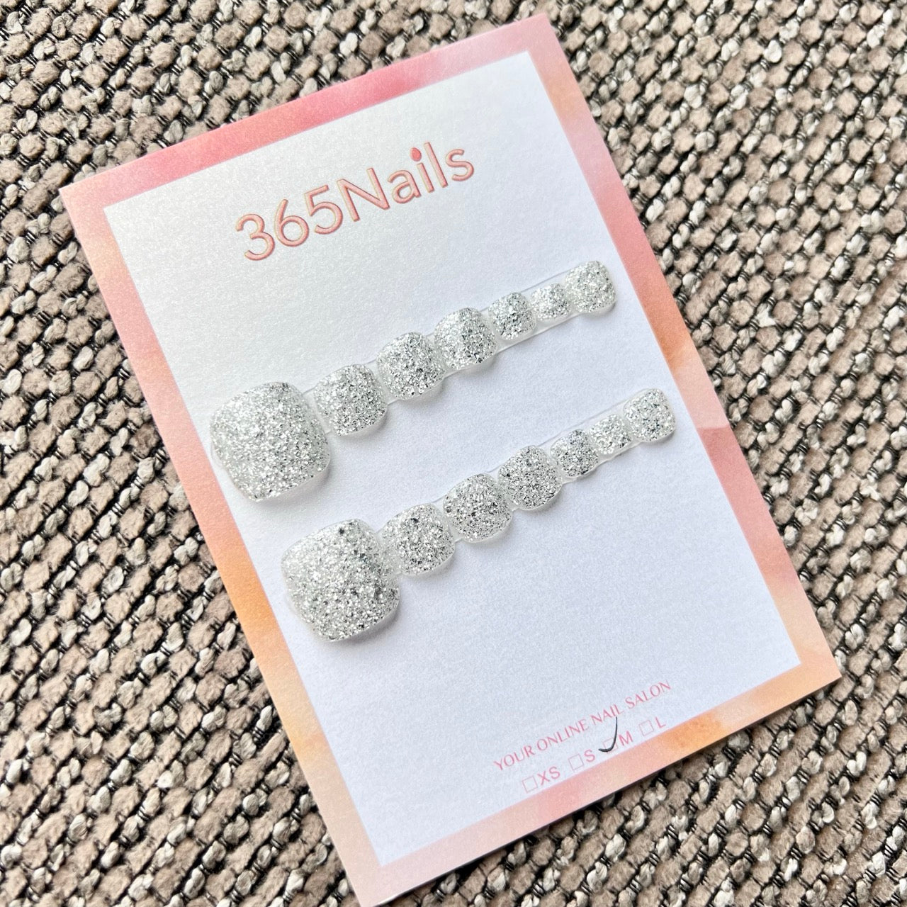 365nails: "galaxy silver glitter" – handmade press-on pedicure