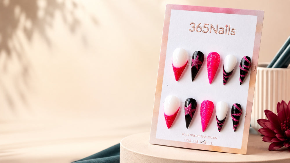 Press-on nail card staged for wholesale selection