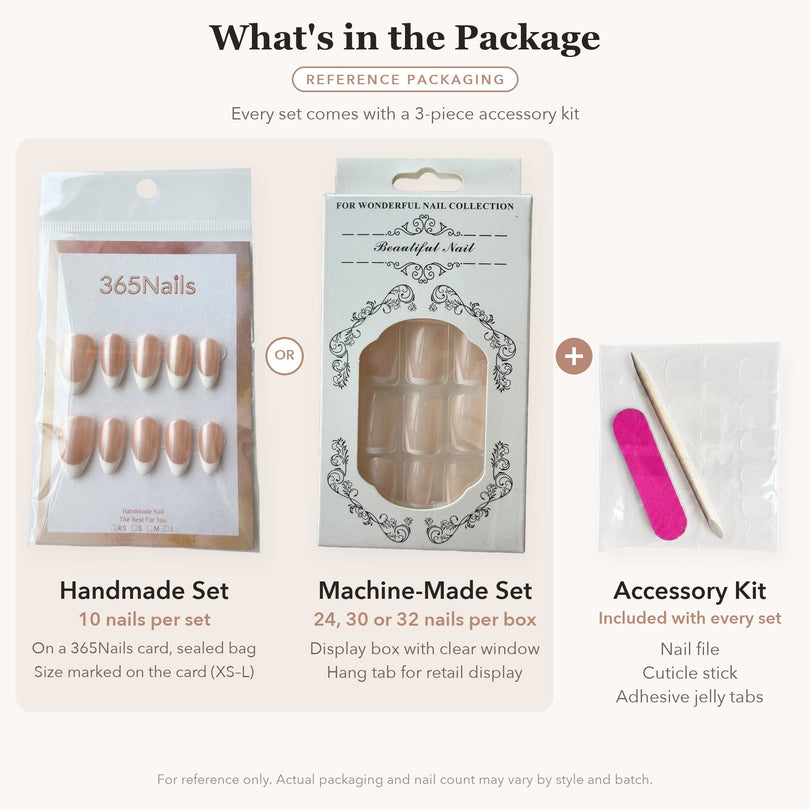 Icy Pearl Glow Short Press-On Nails – Reference Packaging