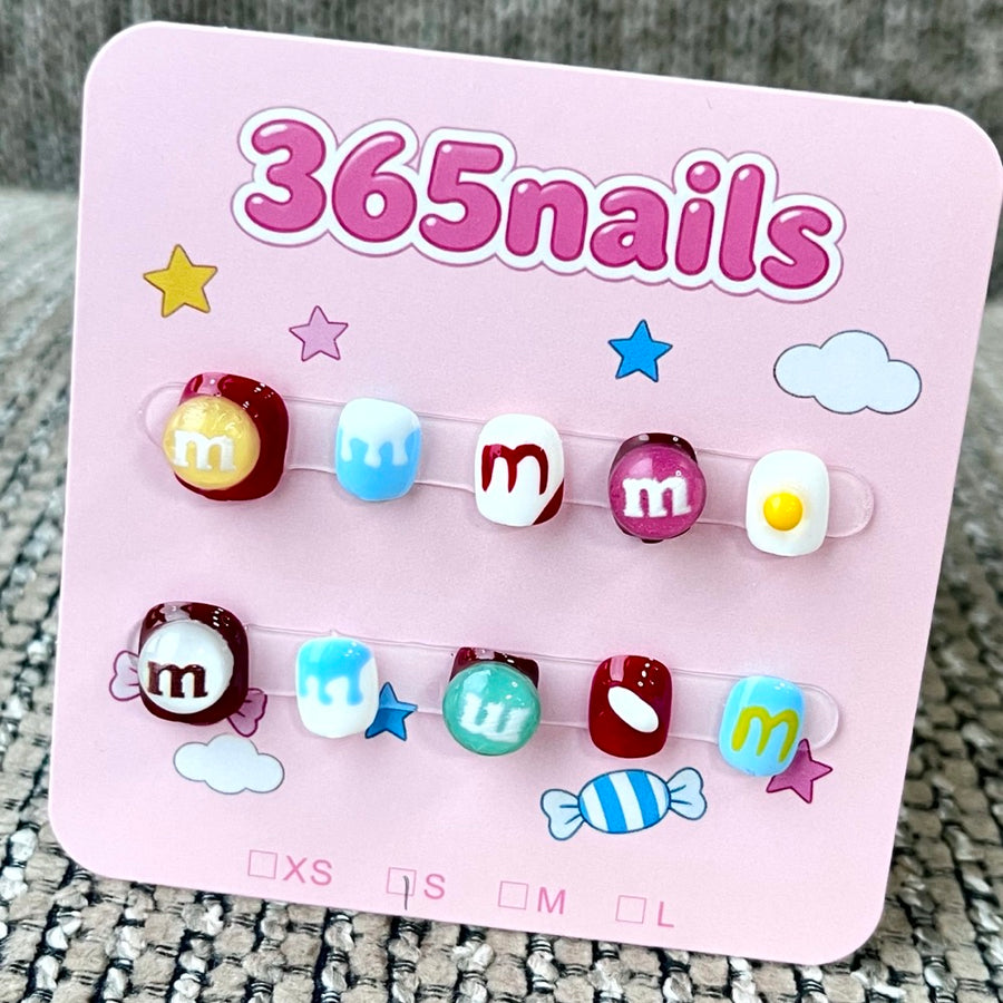 365nails: "Sweet Candy Shop" – 3D Chocolate Bean Handmade Short Square Nails