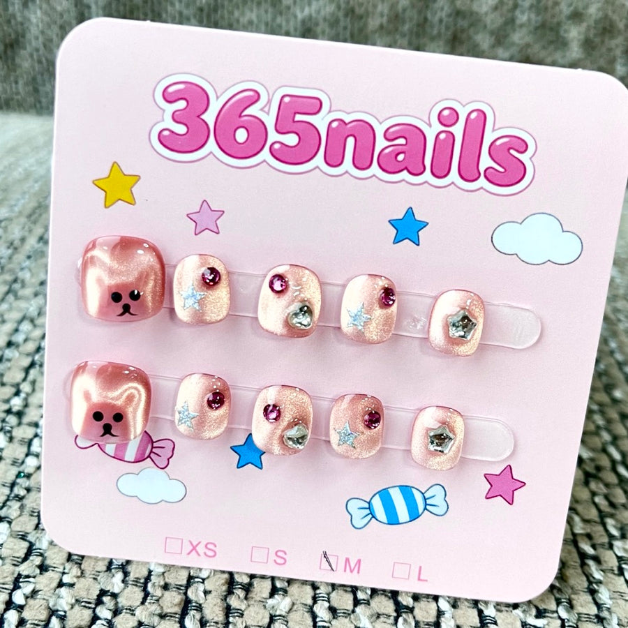365nails: "Starry Bear" – 3D Character Handmade Short Square Nails