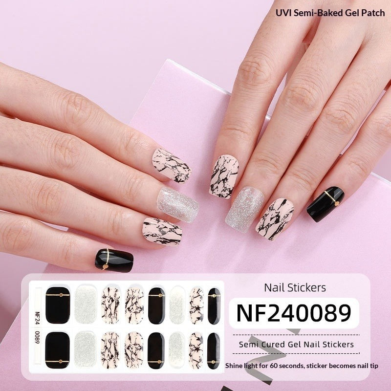 Semi-Cured Gel Nail Strips 3D Foil Glitter Glossy Design (MOQ=3)