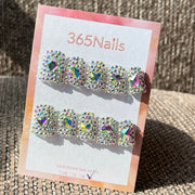 365nails: "Prismatic Dazzle" – 3D Crystal & Rhinestone Handmade Short Square Nails