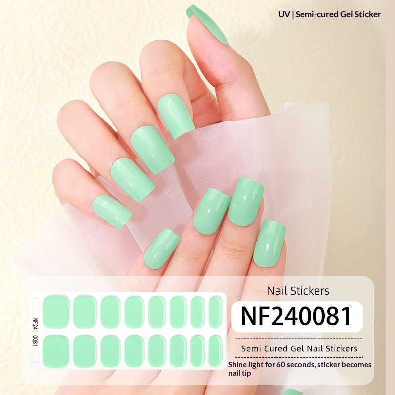 Semi-Cured Gel Nail Strips Pure Color Glitter Sheer Glossy Set (MOQ=3)