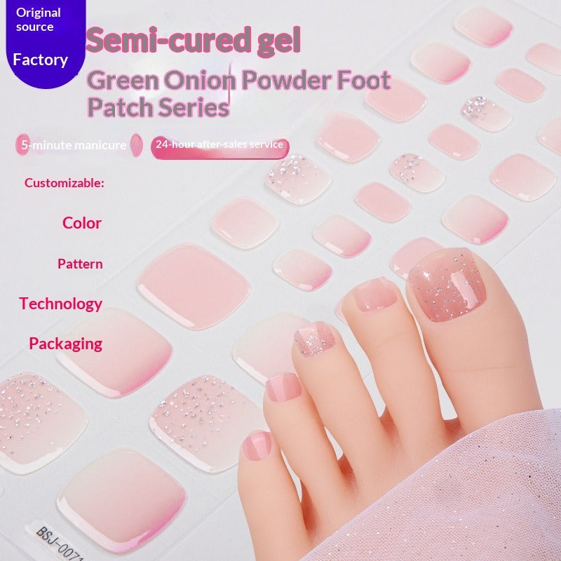 Semi-Cured Gel Nail Strips Elegant Brightening Glossy Toe Style (MOQ=3)