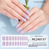 Semi-Cured Gel Nail Strips Solid Pearl Shimmer Glossy Design (MOQ=3)