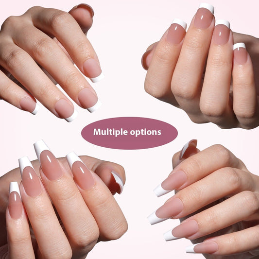 Press on nails French trapezoidal simple high-end sense 30 pieces box detachable fake nail finished pre-made manicure