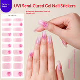 Semi-Cured Gel Nail Strips Gradient French Soft Pink Glossy Set (MOQ=3)