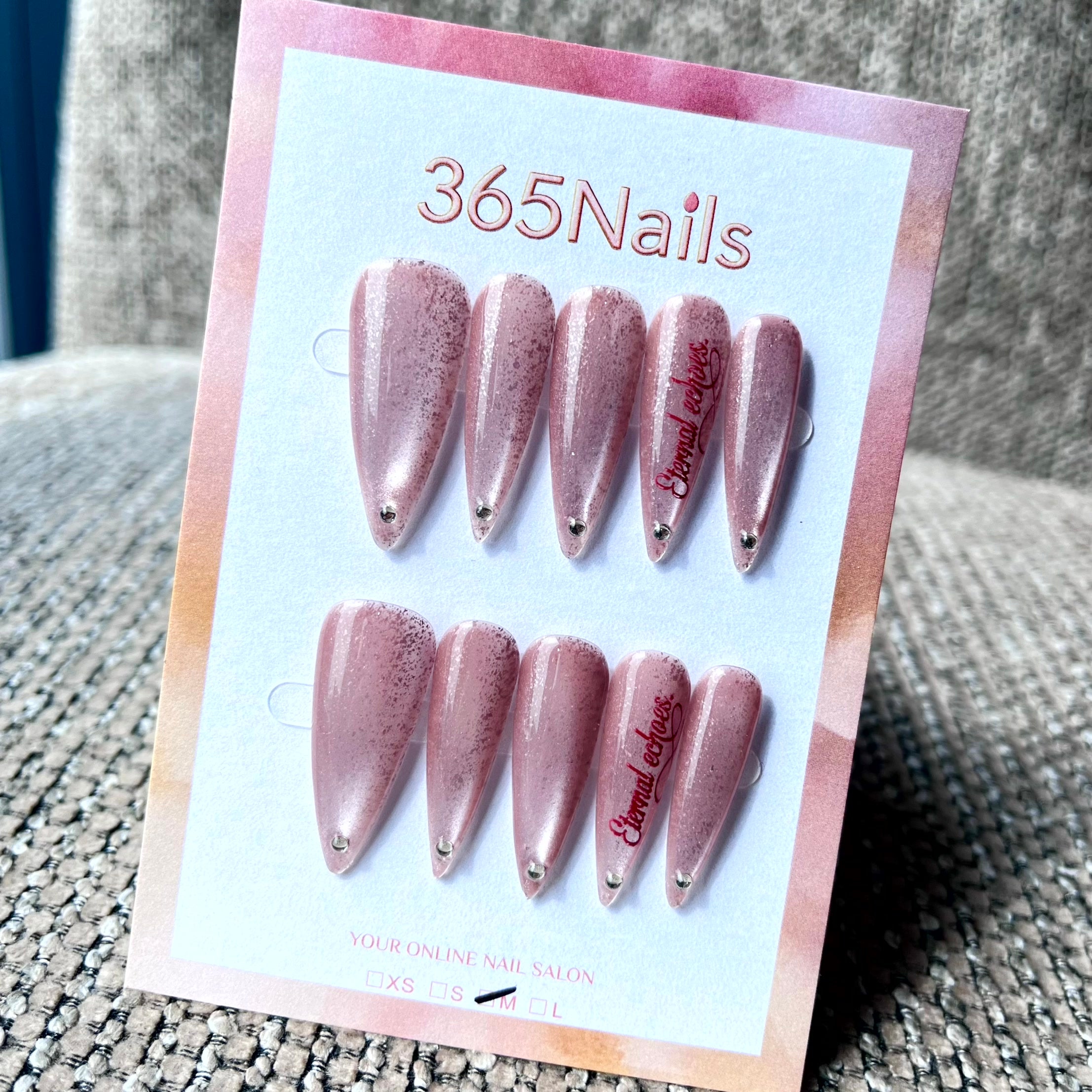365nails: "Échos Éternels Stiletto" – Ongles Stiletto Longs et Pointus Faits Main