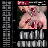 Nail Tips The new press on nails piece is divided into 20 pieces, the whole piece is seamless, and the short one is fully attached to the trapezoidal matte nail piece fake nail.