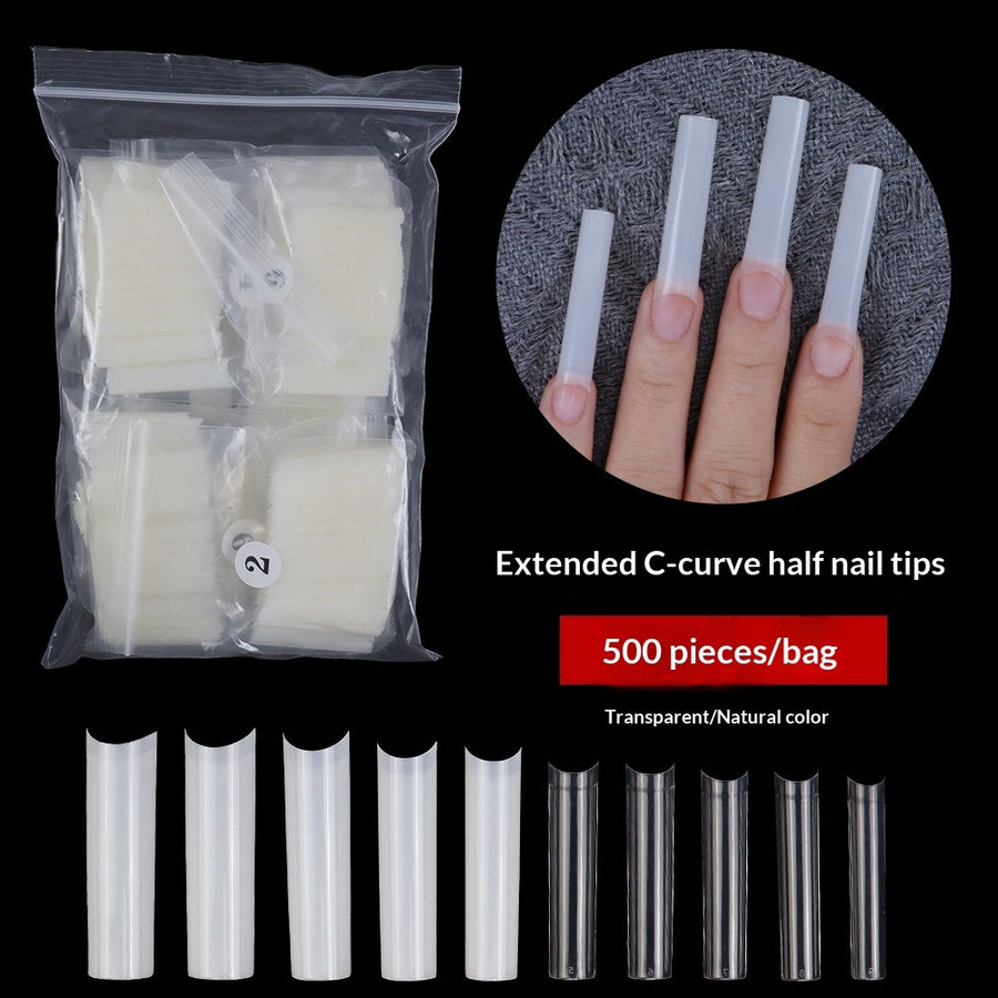 Pro C-Curve Collection: "500 XL Half-Cover" – Extended C-Curve Half-Cover Nail Tips (500pcs Bag)