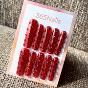 Ruby Radiance - Red Crystal Long Square Press-On Nails | Crystal Armor Series