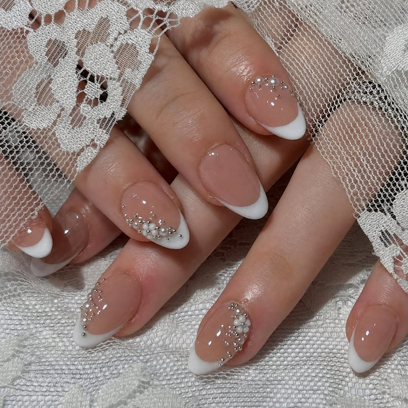 French Animal Print Glossy Brown Almond Short Press On Nails – Design 4
