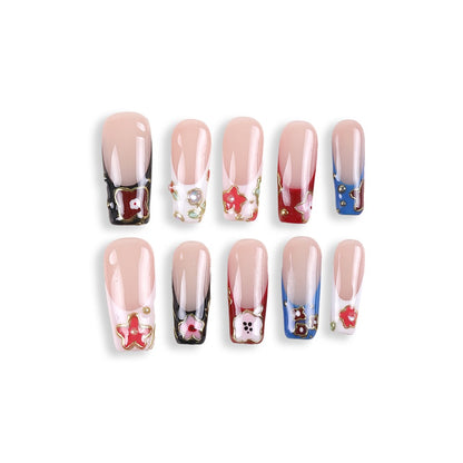 365nails nude base color-block candy florals square press-ons