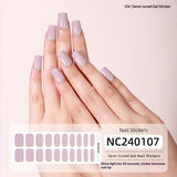 Semi-Cured Gel Nail Strips French Glitter Pink Sparkle Glossy Set (MOQ=3)