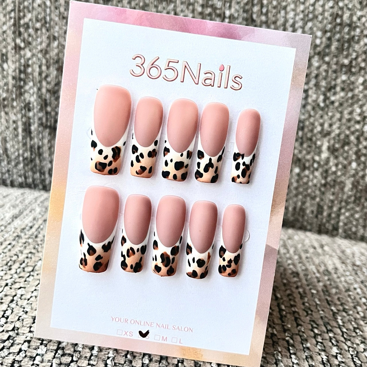 Matte Nude Leopard Print French Press-On Nails