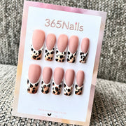 Matte Nude Leopard Print French Press-On Nails