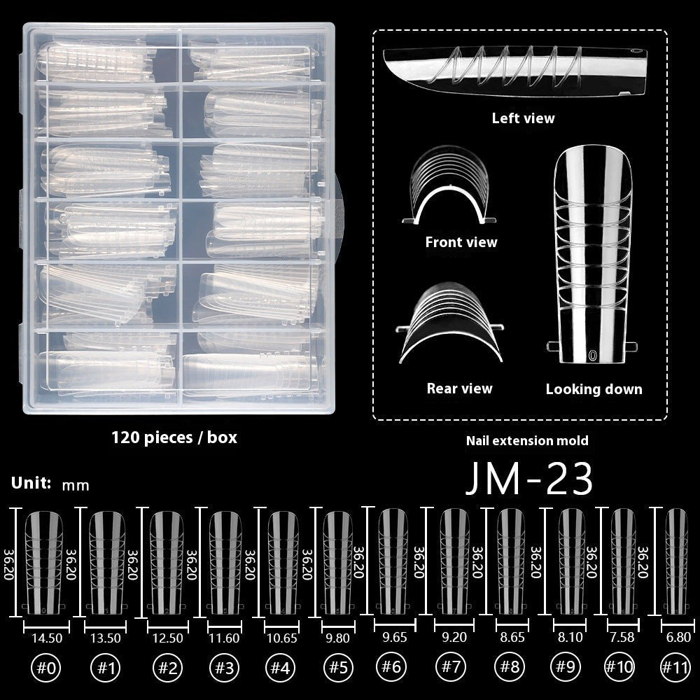 Nail Tips Popular transparent nail mold 120 pieces boxed with graduated crystal extension nail plate  fast phototherapy extension nail mold