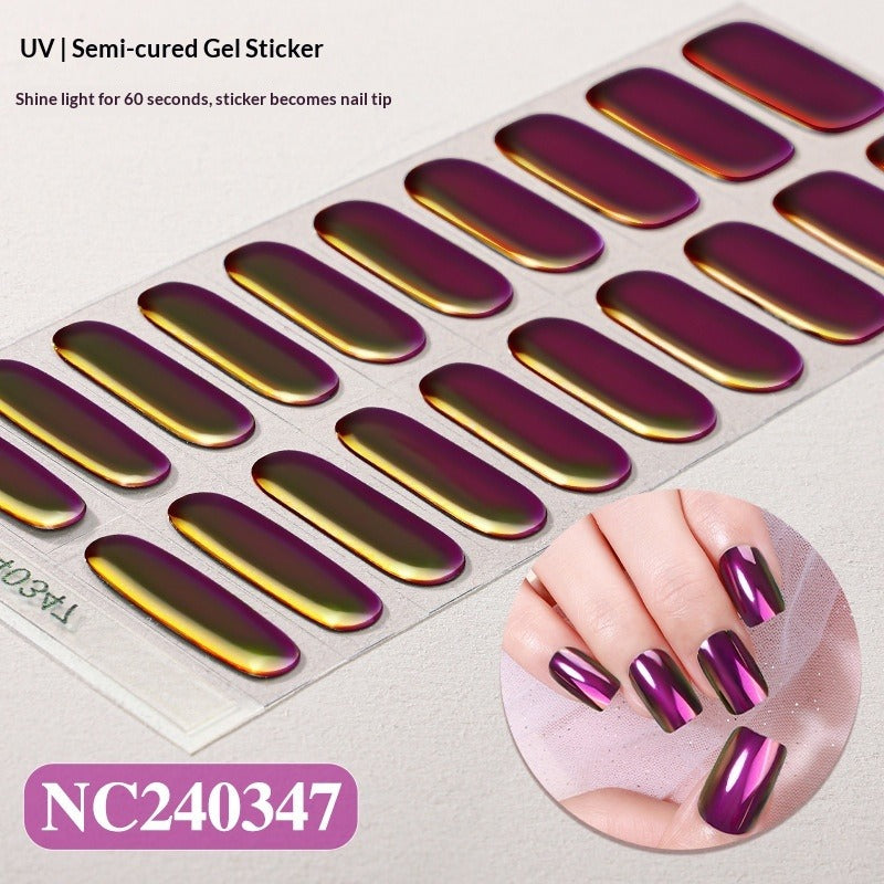 Semi-Cured Gel Nail Strips Aurora Chameleon Iridescent Glossy Set (MOQ=3)