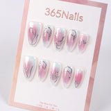 365Nails Holographic Jelly Silver-Line Almond Tips