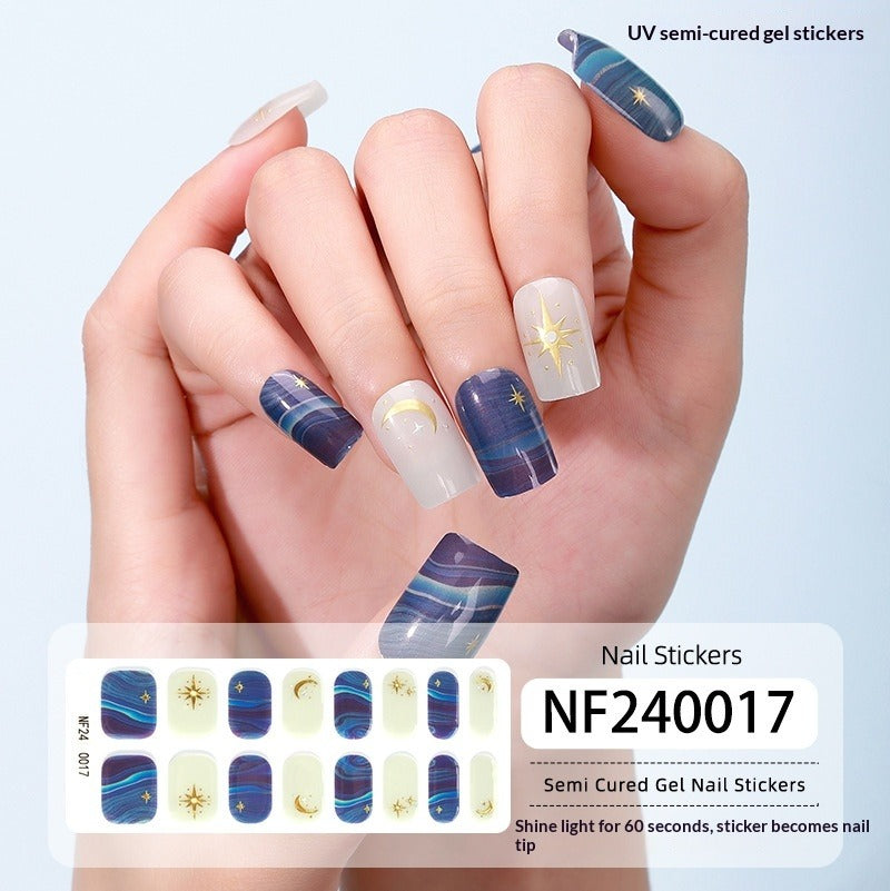 Semi-Cured Gel Nail Strips 3D Foil Gold Glossy Design (MOQ=3)