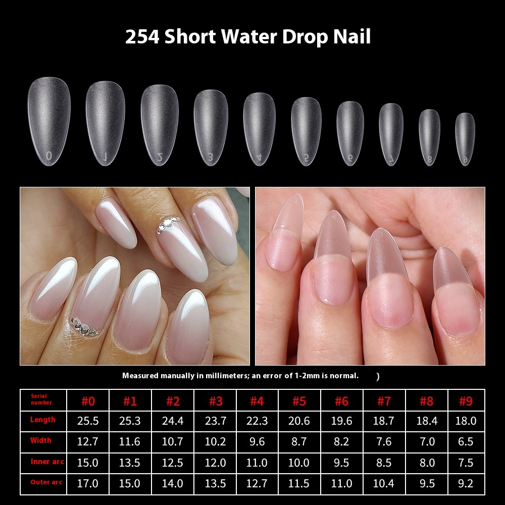 Nail Tips Frosted nail pads Free grinding Flat nail Traceless water drop Ballet press on nails pads 500 boxed nail art fake nails