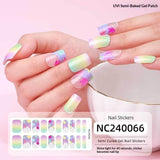 Semi-Cured Gel Nail Strips Sparkle Cat Eye Pearl Glossy Design (MOQ=3)