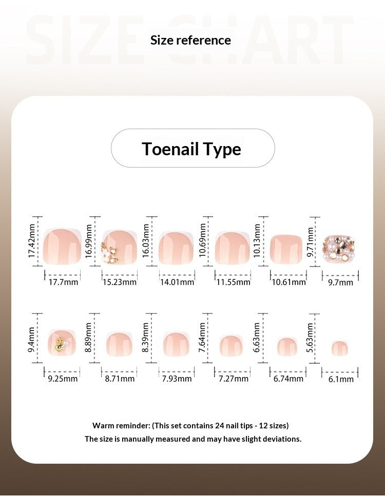 Luxury Nude & Gold Rhinestone Press On Toenails | Elegant Bling Pedicure