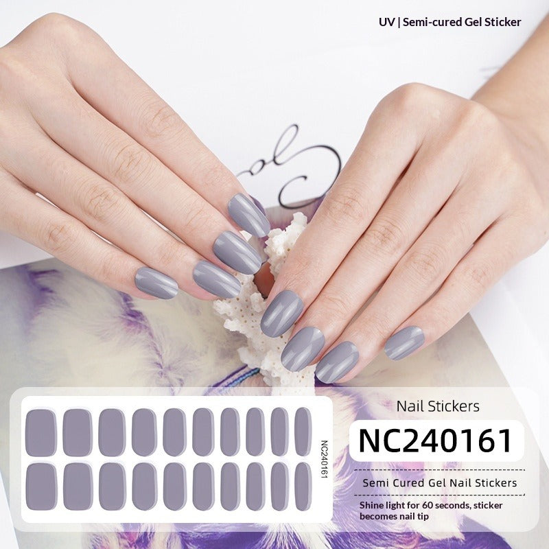 Semi-Cured Gel Nail Strips Solid Pearl Minimal Glossy Design (MOQ=3)