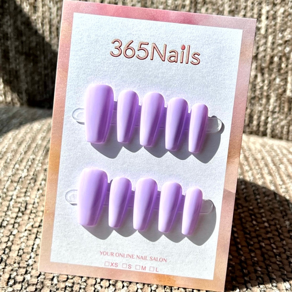 "Stylish Medium Coffin" - Solid Color Handmade Nails (20 Colors Available)