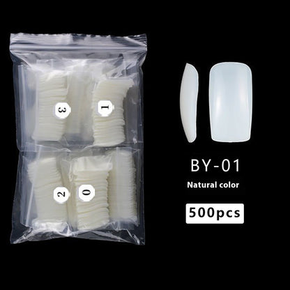 Nail Tips Press on nails pads, semi-stickers, light stickers, 500 pcs in bags, light and thin flat-headed square manicure extensions, transparent patches, fake nails.