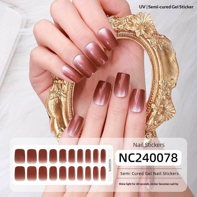Semi-Cured Gel Nail Strips French Style Soft Color Gradient Glossy Set (MOQ=3)