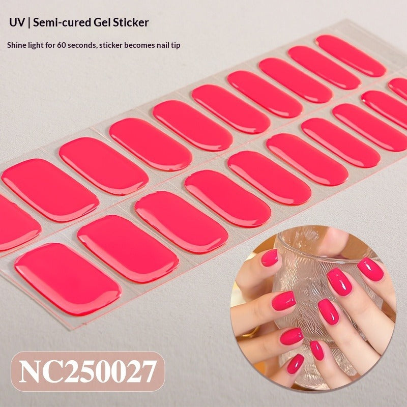 Semi-Cured Gel Nail Strips Solid Color Glossy Minimal Design (MOQ=3)