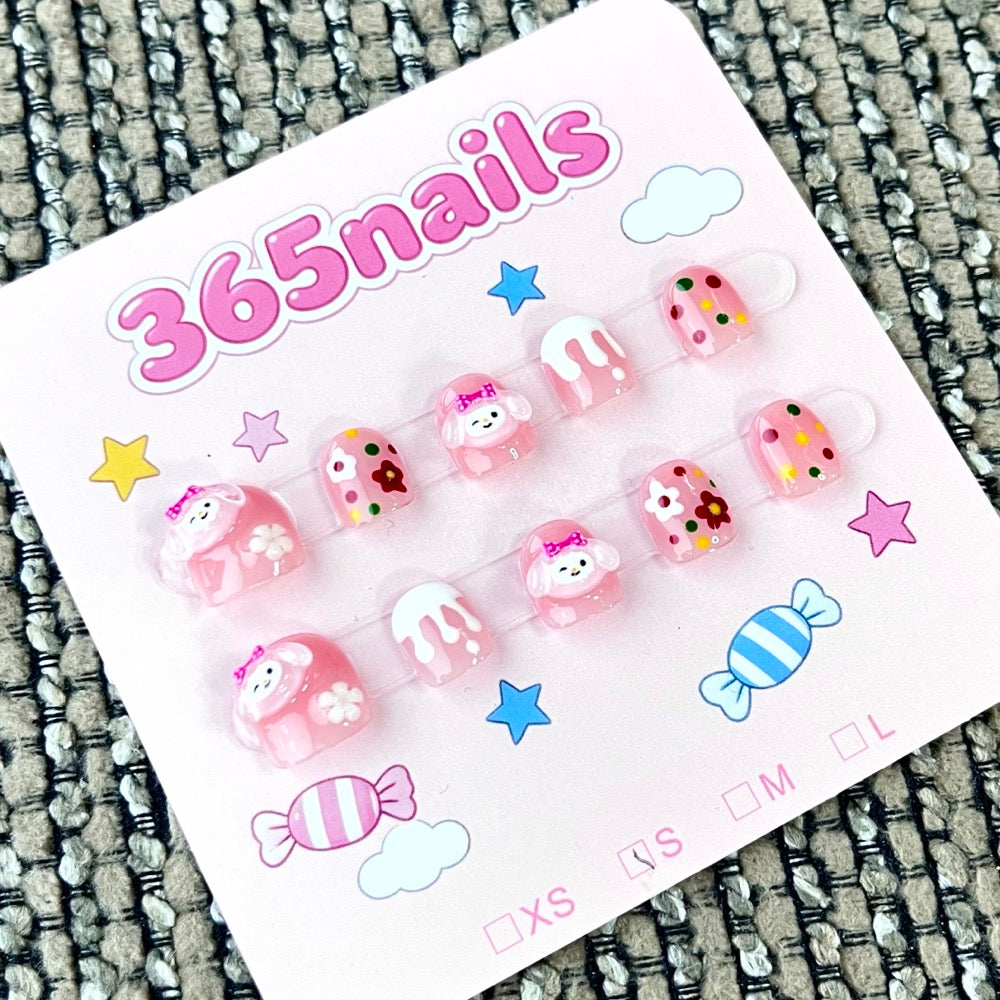 365nails: "Sweet Bear's Candyland" – 3D Character Handmade Short Nails