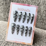 365Nails: "Dark Rose Mirage" – handmade press-on nails (Gothic Romantic/Y2K Trend)