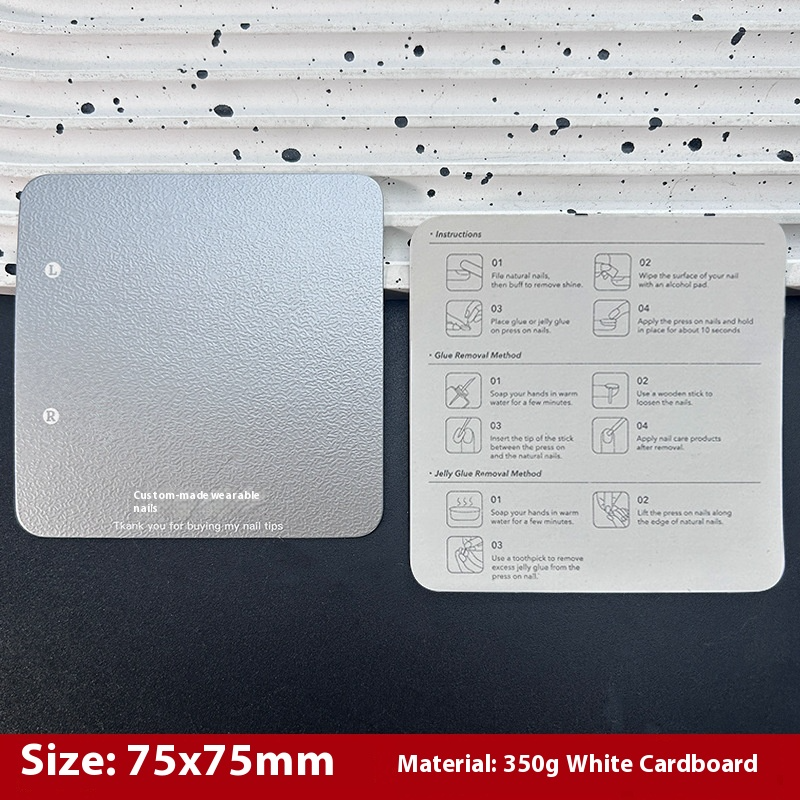 Press-On Nails Instruction Card High-end solid color nail card (MOQ:50 pieces)