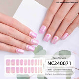Semi-Cured Gel Nail Strips Sparkle Cat Eye Gradient Rainbow Pearl (MOQ=3)