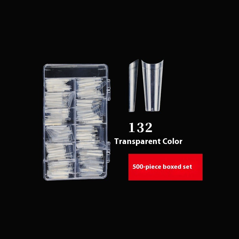 Nail Tips Nail piece  XL denim nail 500 pieces in a box, extended transparent fake nail half sticker, light sticker trapezoidal nail piece
