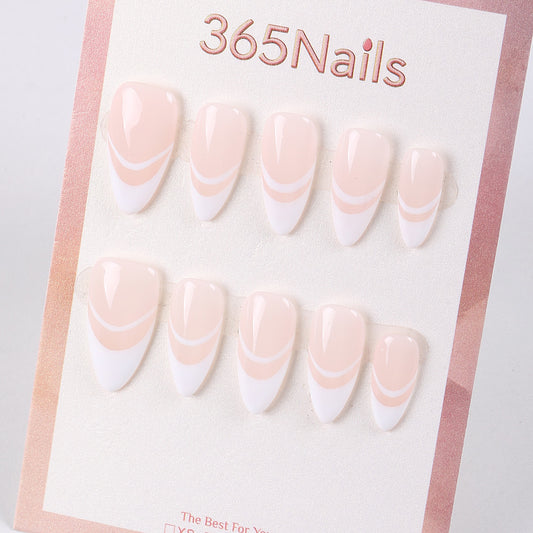Popular color matching finished nail art naked white