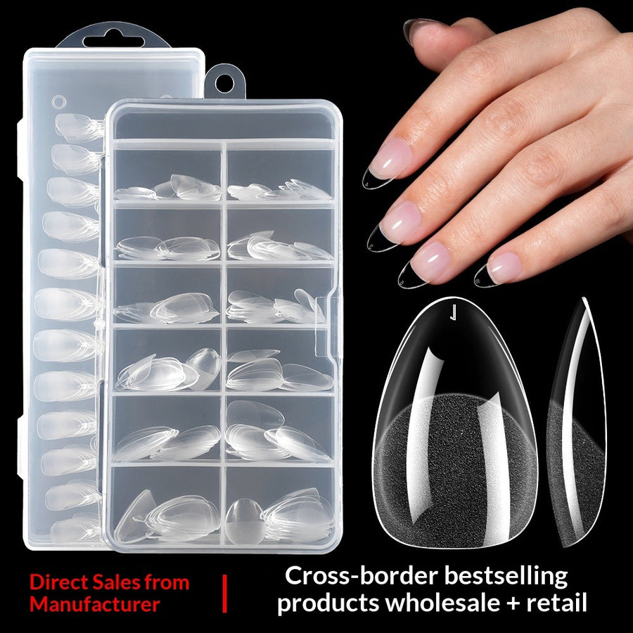 Seamless Collection: "Crystal Almond" – Invisible Almond Press-On Nail Tips
