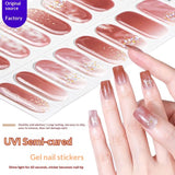 Semi-Cured Gel Nail Strips Summer Floral 3D Foil Pink Glossy Set (MOQ=3)