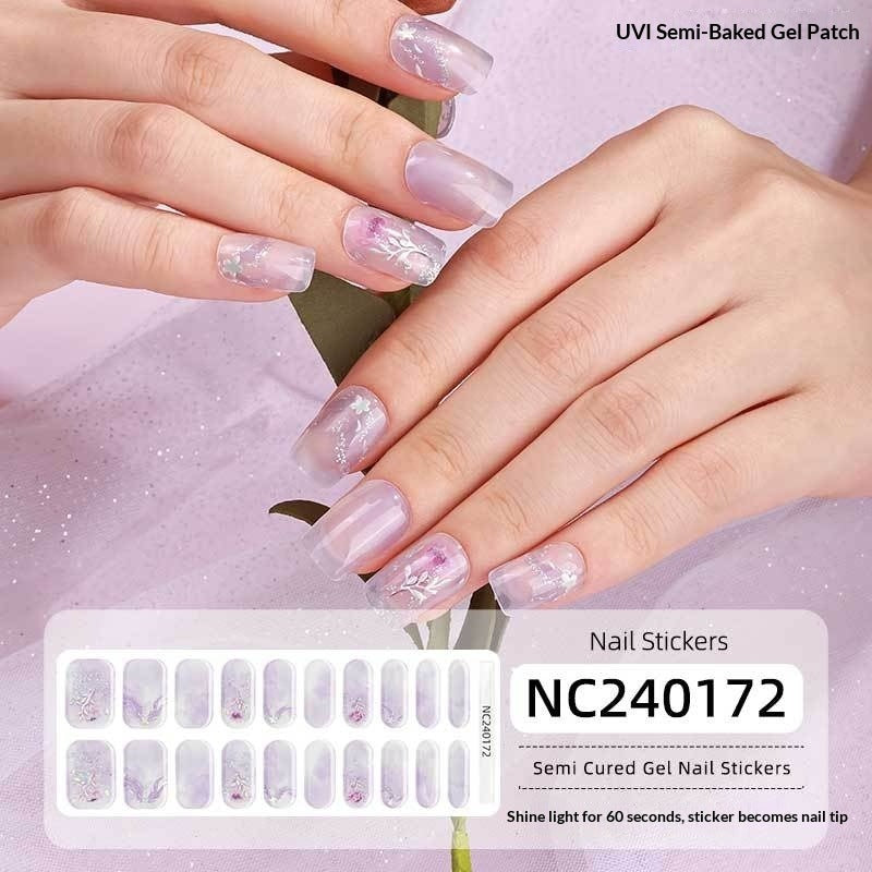 Semi-Cured Gel Nail Strips Foil Laser Gold Shimmer Glossy Set (MOQ=3)