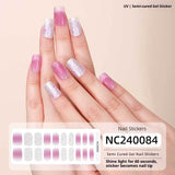 Semi-Cured Gel Nail Strips Sparkle Cat Eye Gradient Rainbow Pearl (MOQ=3)