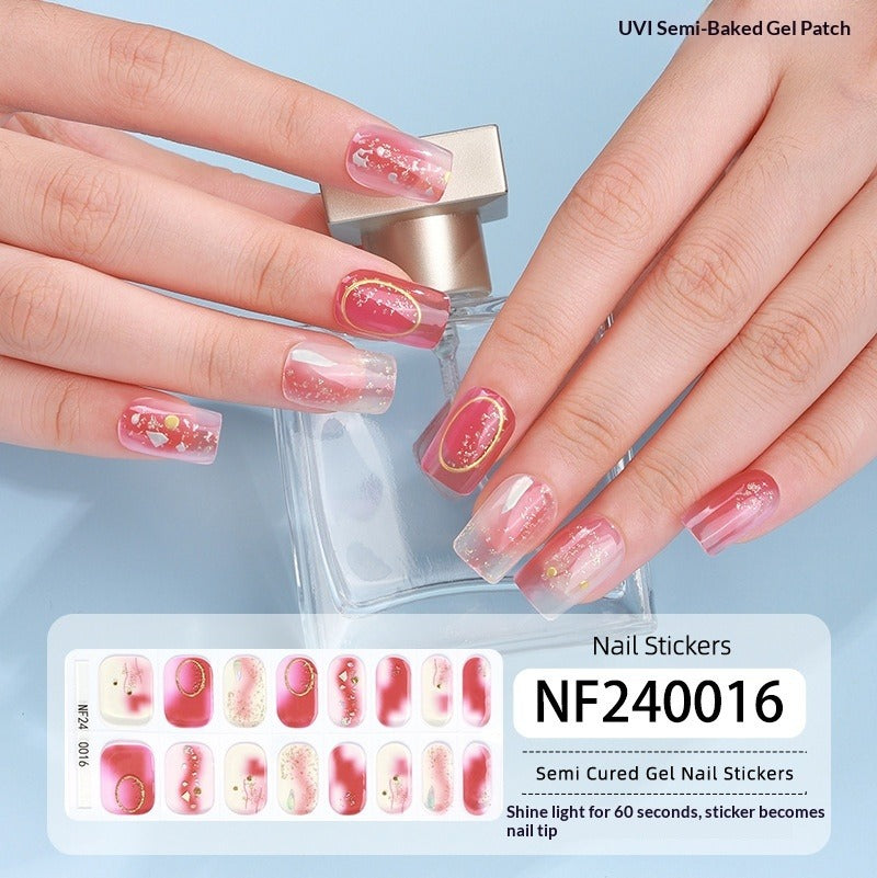 Semi-Cured Gel Nail Strips 3D Foil Gold Iridescent Glossy Set (MOQ=3)