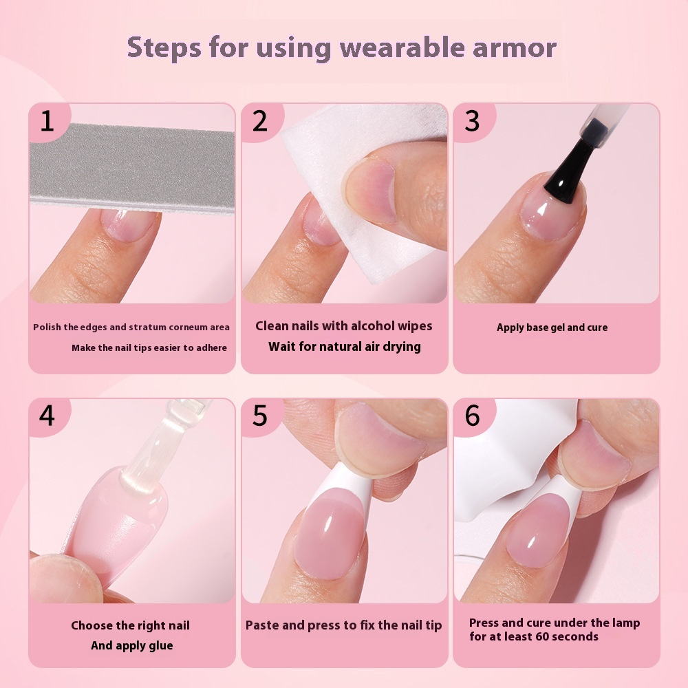 Hot-selling French-style armor, simple spray oil-shiny patch manicure removable trapezoidal nail piece 120 pieces in a box