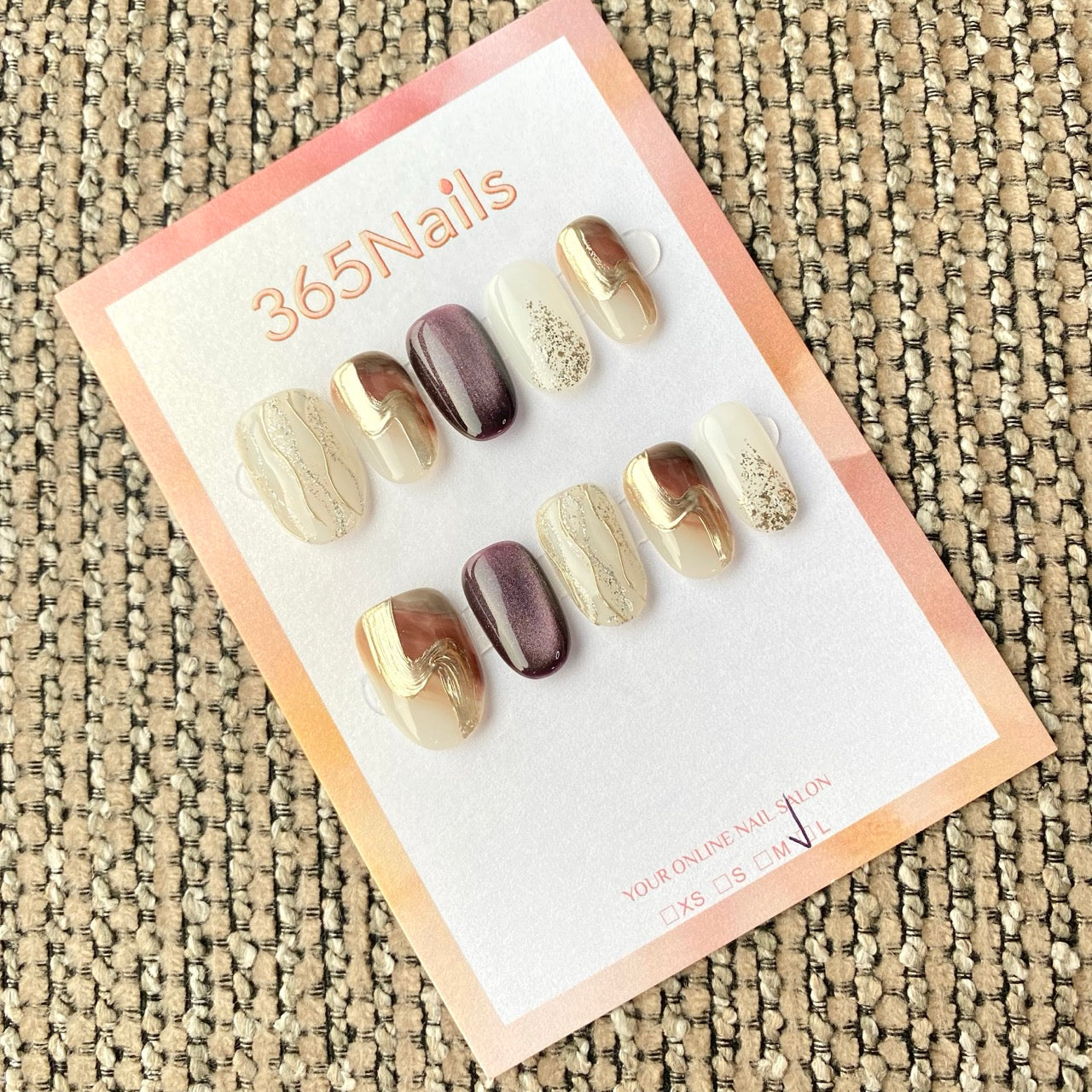 365nails: "Plum Gold Cat Eye Glitter" – handmade press-on nail